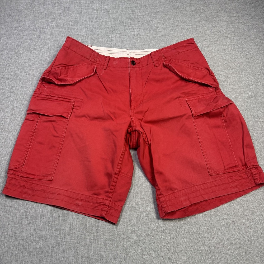 Polo Ralph Lauren 67 Military Cargo Shorts Mens 38 Red Cotton Distressed